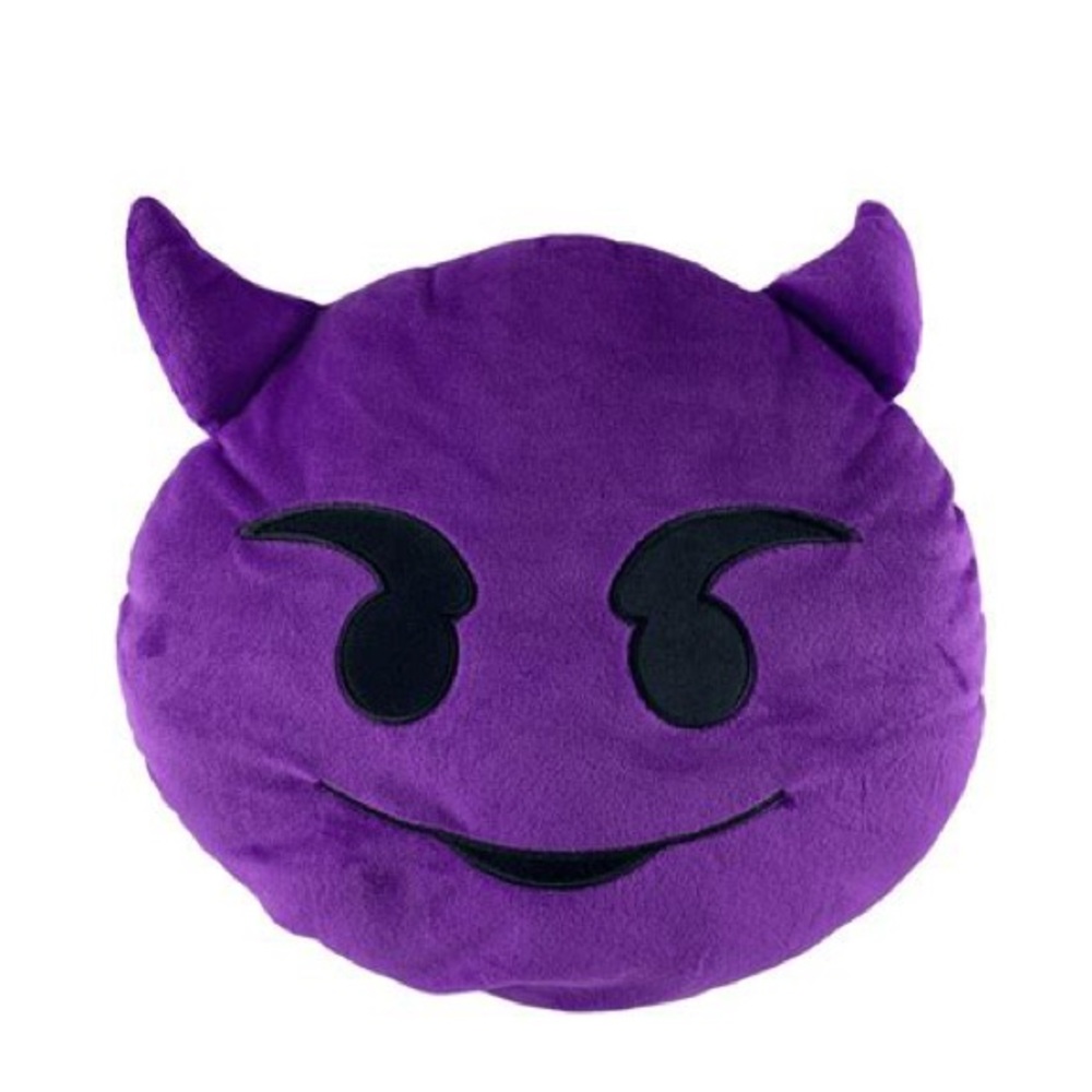 Used Devil Emoji Plush Pillow